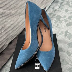 Coach Elegant Blue Suede Heels
